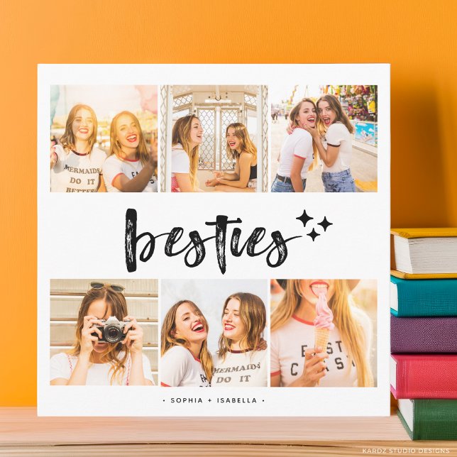 Bästa Vännernas Fotokollage Kort (The front of the card is shown at a 5.25 x 5.25 inch. Choose size, paper, + corner style.)