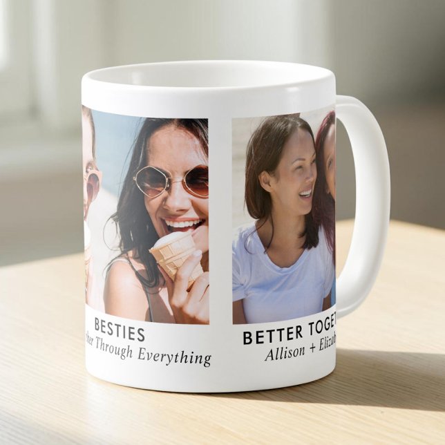 Bästa Vänners 3 Foto Kaffemugg (Besties Best Friends 3 Photo Coffee Mug
)