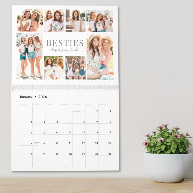 Bästa Vänners Foto Kalender (Simple Best Friends Photo Collage Calendar)