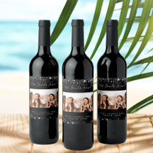 Bästa vänners foto svart silver glitterdamm