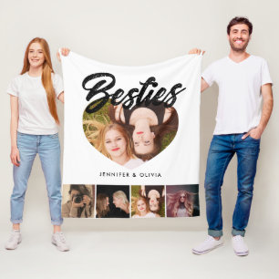 Bästa vänners fotokollage med namn BFF Fleecefilt