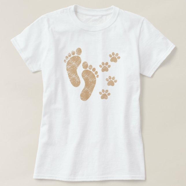 Bästa vänners hundpaw och fotavtryck  t shirt (Design framsida)