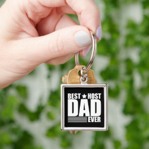 Bästa värd-pappa någonsin lycklig fars dag-present fyrkantig silverfärgad nyckelring
