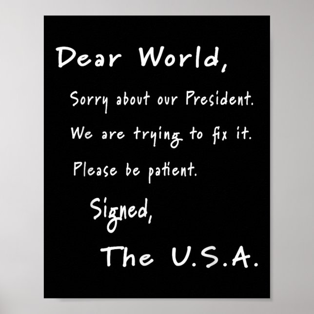 Bästa världsapologin Brev från USA:s antitrumpump Poster (Framsidan)