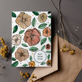 Bästa vattenfärgen i mamma och blommor i bläck julkort