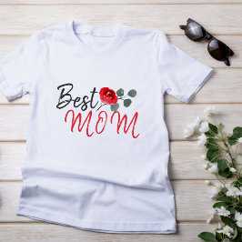 Bästa vattenfärgen i Mamma Röd ros, Mor, T Shirt