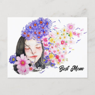Bästa vattenfärgsblommor för Abstrakt i Mamma för Vykort