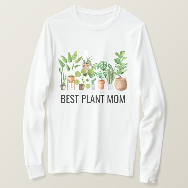 Bästa växt-Mamma-vattenfärg-hushållsoffert T Shirt (Design framsida)