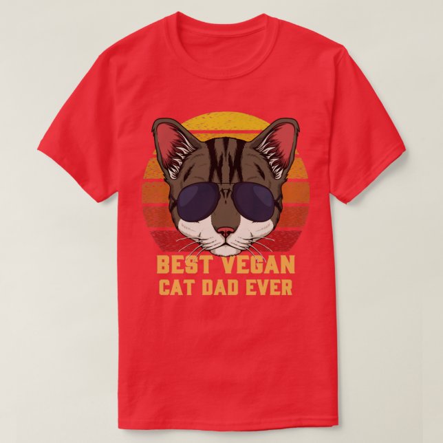 Bästa Vegan Cat Pappa någonsin T Shirt (Design framsida)