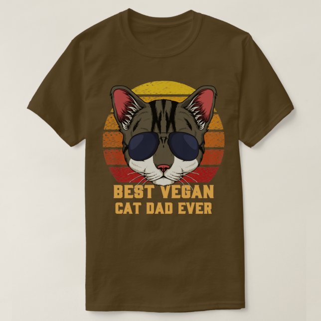 Bästa Vegan Cat Pappa någonsin T Shirt (Design framsida)