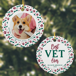 Bästa VET någonsin Hund Pet Photo Veterinary i Tas Julgransprydnad Keramik