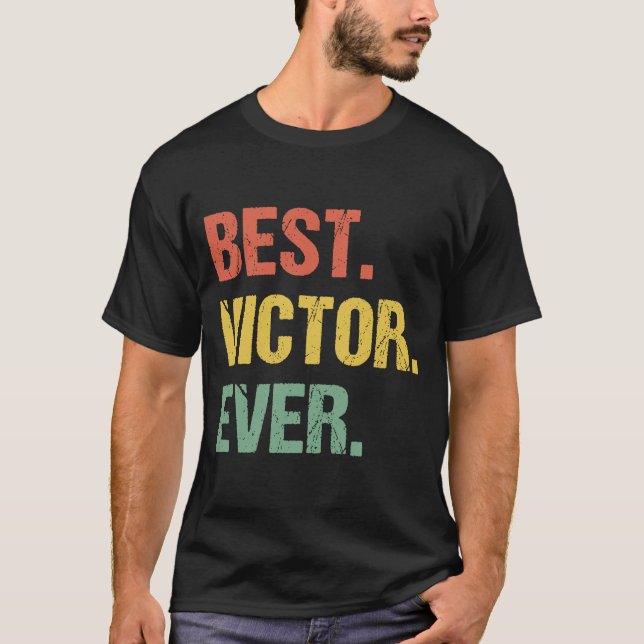 Bästa Victor någonsin Retro Namn Humor Nickname T Shirt (Framsida)