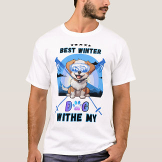 Bästa-Vintern-Med Min-Hund-Söt Skidåkning-Valp-Sno T Shirt