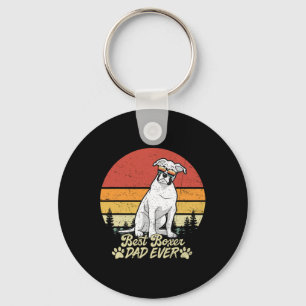 Bästa vita boxer pappa någonsin Vintage Retro hund Nyckelring