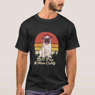 Bästa vita Pug-mamma någonsin Vintage Retro hund m T Shirt
