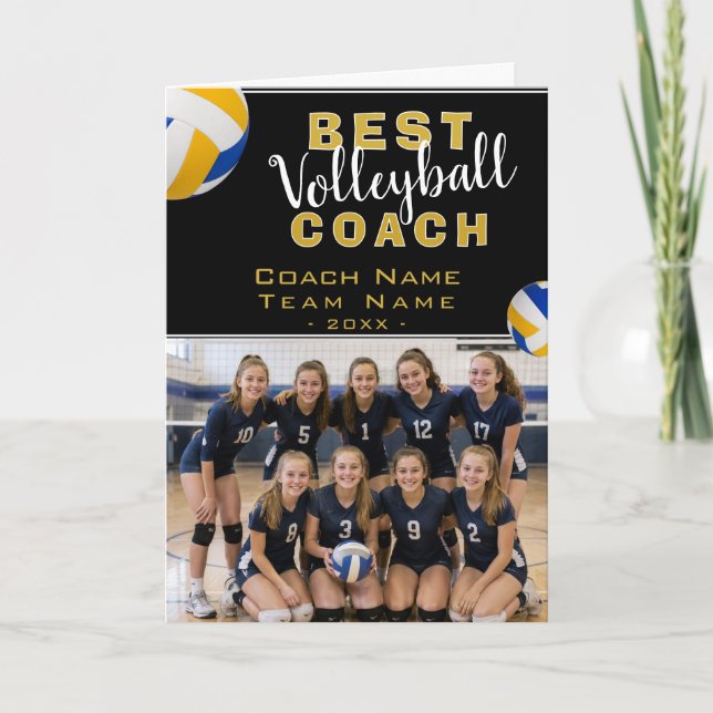 Bästa volleybolltränare lagfoto tack kort (Framsida)