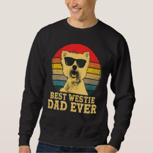 Bästa Westie Pappa någonsin Hund Retro-Vintagen Lång Ärmad Tröja