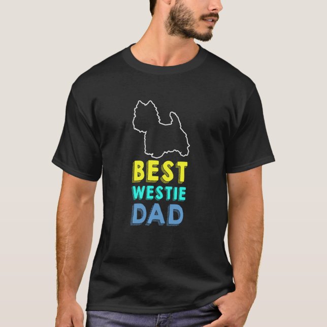 Bästa Westie Pappa Väster Highland White Terrier F T Shirt (Framsida)