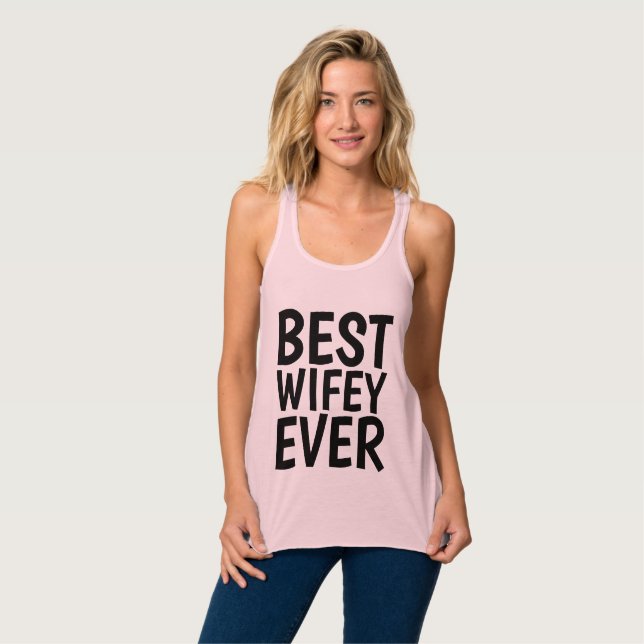 BÄSTA WIFEY WIFE ALDRIG T-shirts Linne Med Racerback (Hel framsida)