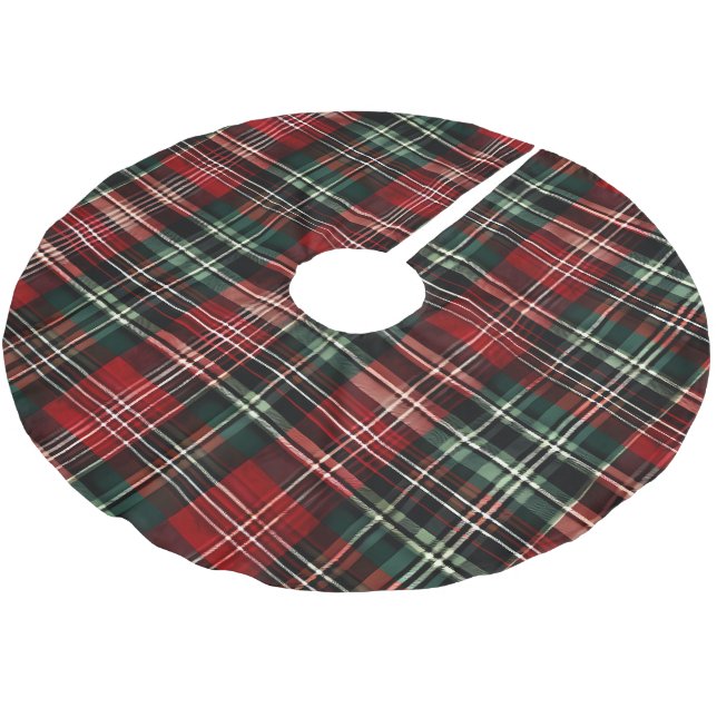 Bastäck över Tartan Julgran Julgransmatta Borstad Polyester (Vinklad)
