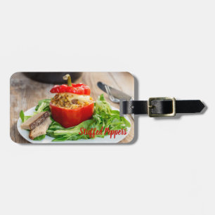 Bastade paprika med kött sås och ost bagagebricka