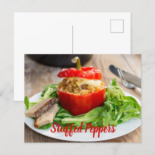 Bastade paprika med kött sås och ost vykort