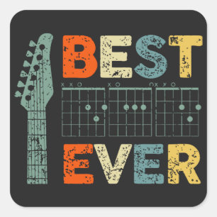 Bäste gitarr pappa någonsin chords Best Rockstar P Fyrkantigt Klistermärke