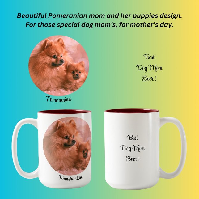 Bäste Hund Mamma någonsin! Pommern Två-Tonad Mugg (Skapare uppladdad)