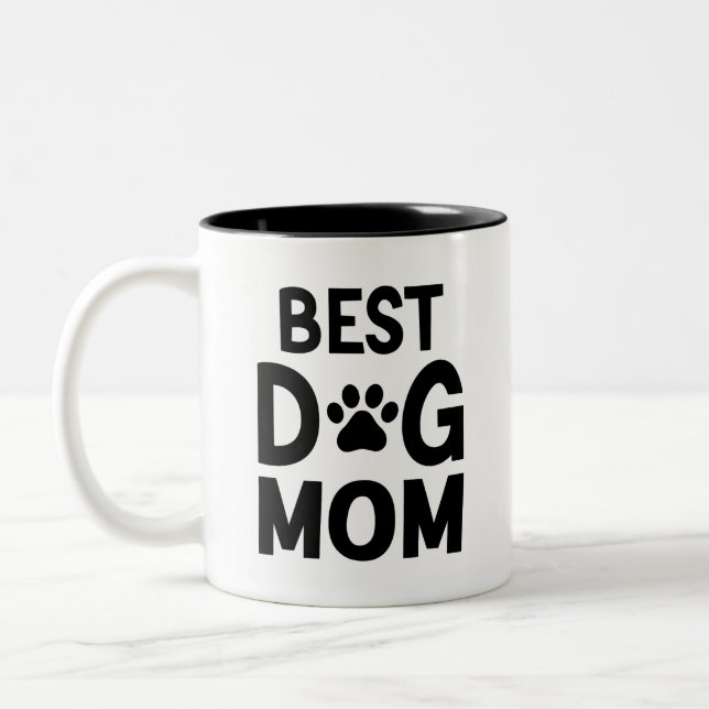 Bäste Hund, Mamma, Rolig hund Mamma, Hund, Mamma,  Två-Tonad Mugg (Vänster)