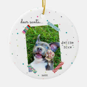 Bäste jultomten Definiera fint julpuppy Hund Foto Julgransprydnad Keramik