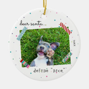 Bäste jultomten Definiera fint Puppy Hund julfoto Julgransprydnad Keramik