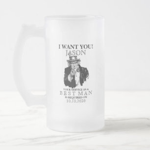 Bäste man Groomsman Frieri farbror Sam. Frostat Ölglas