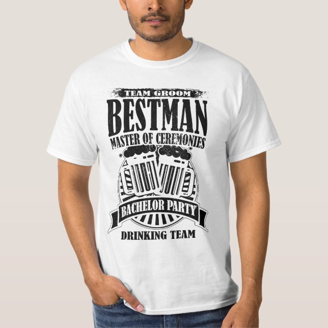 Bäste man Master of Ceremonies Groom Bachelor Part Tee Shirt (Framsida)