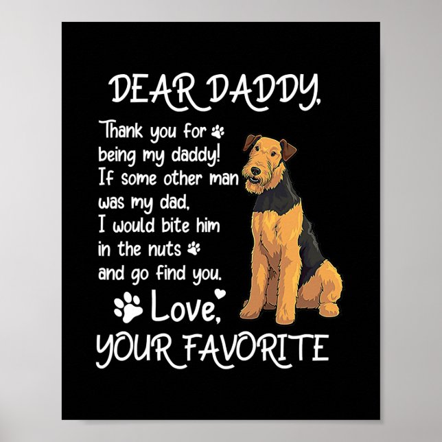 Bäste pappa Airedale Terrier Hund Pappa Fars dag Poster (Framsidan)