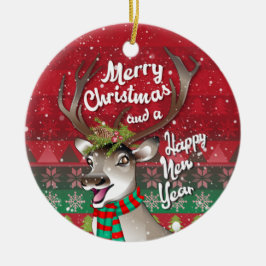 Bäste rener - Nya året God jul och lycklig Julgransprydnad Keramik