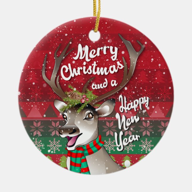 Bäste rener - Nya året God jul och lycklig Julgransprydnad Keramik (Framsidan)