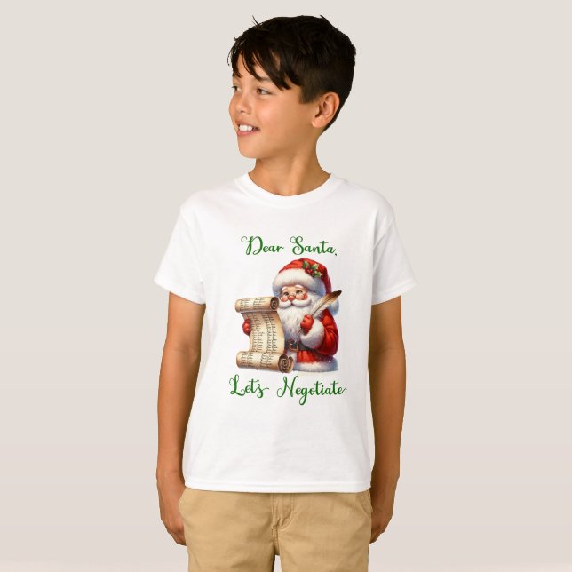 Bäste Santa Låt oss Negotiate Barn T-shirt (Hel framsida)
