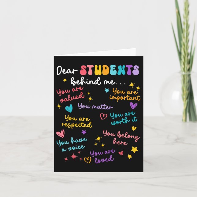 Bäste Student bakom mig Back to school lärarappr Kort (Framsida)