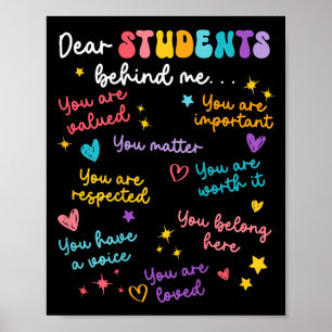 Bäste Student bakom mig Läraruppskattning tillbaka Poster