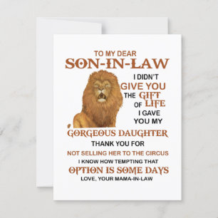 Bäste svärson jag gav dig min stora dotter. inbjudningar