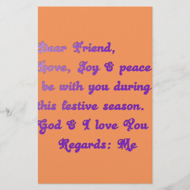 "Bäste vän" Festive Season Hälsning Brevpapper (Framsida)