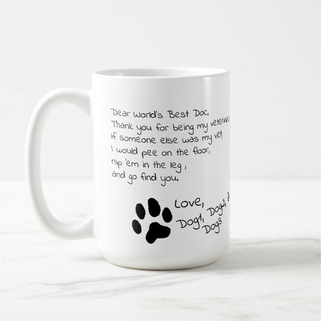 Bäste Veterinär Många Husdjur Namn Kaffemugg (Vänster)