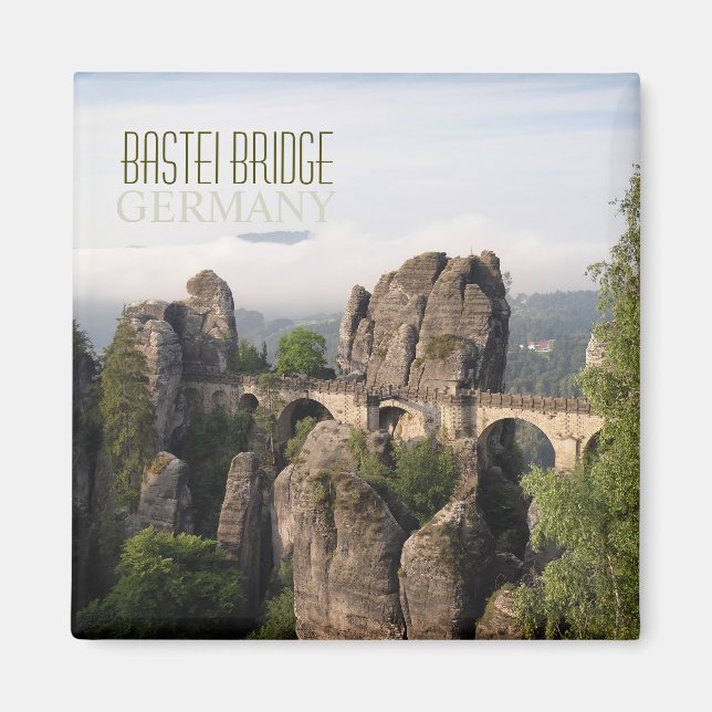 Bastei Bridge i Saxon Schweiz textmagnet Magnet (Framsidan)