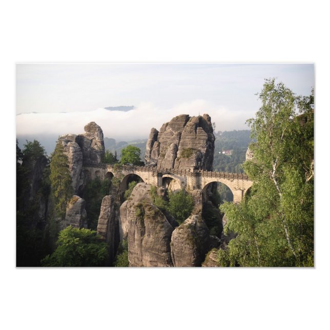Bastei Bridge i Tyskland fotoutskrift Fototryck (Framsidan)