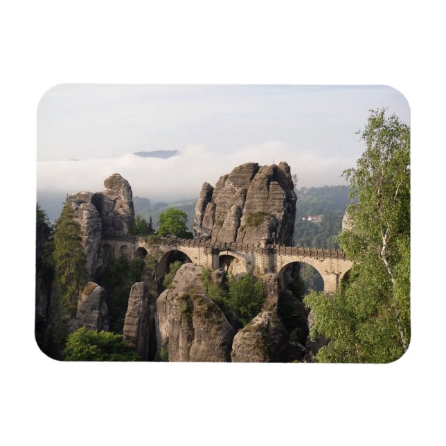 Bastei Bridge i Tyskland rektangulär magnet (Horisontell)