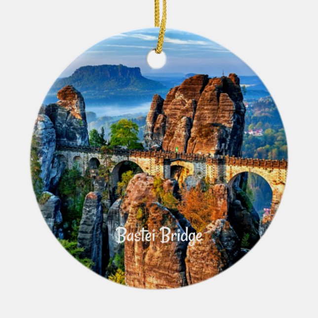 Bastei Bridge, Sachsen, Schweiz Julgransprydnad Keramik (Framsidan)