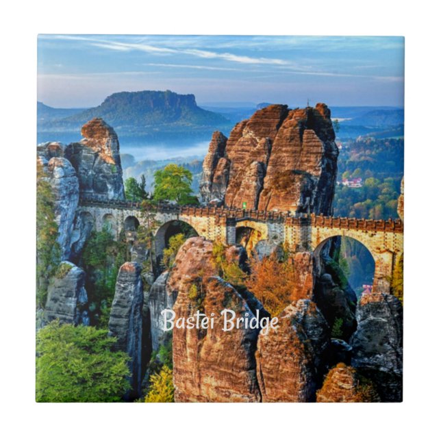 Bastei Bridge, Sachsen, Schweiz Kakelplatta (Framsidan)