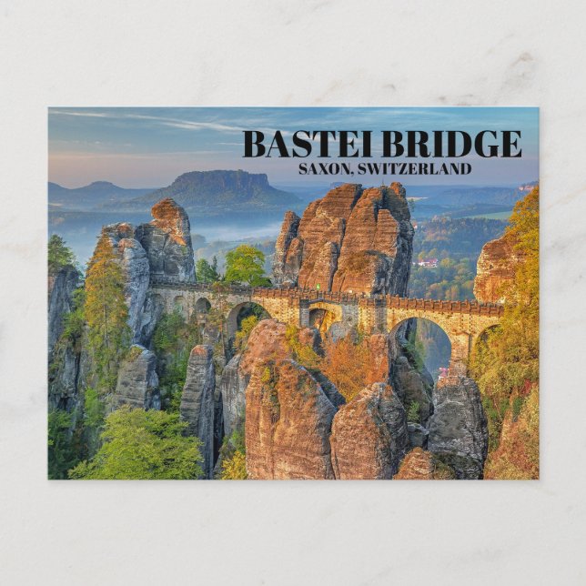 Bastei Bridge Saxon Schweiz Photo Vykort (Framsida)
