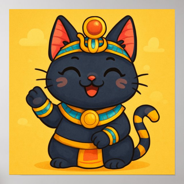 Bastet Cat | Egyptian Goddess | Cute Egyptian Poster (Framsidan)