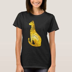 Bastet Cat Egyptian Golden Polygon Hieroglyph Arch T Shirt
